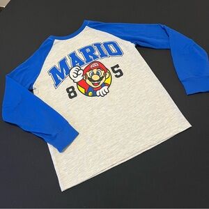 Kids Nintendo Mario Blue and Gray Long Sleeve Shirt M(10-12)